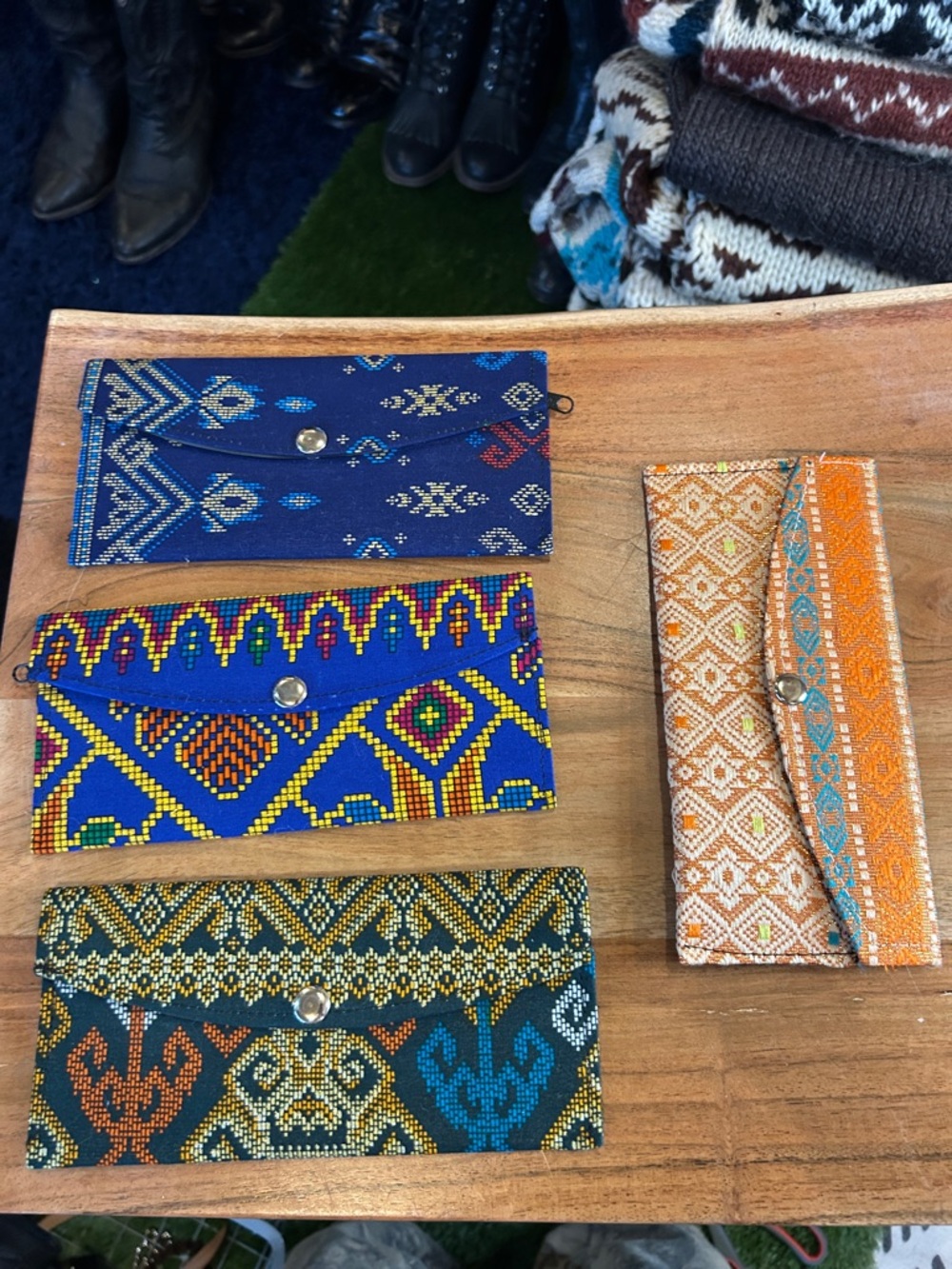 Set of 4 Boho Envelope Wallets - Multicolor